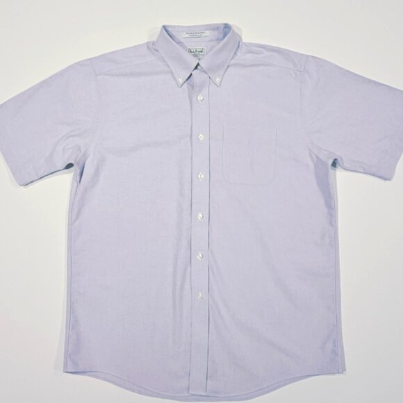 LL Bean Men’s Wrinkle Resistant Oxford Shirt 16 Regular Short Sleeve Purple - Picture 4 of 7